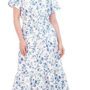 Floral Blue and White Women's Dress